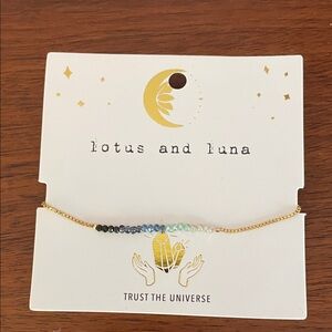 Lotus and Luna Gold and Blue Beaded Bracelet